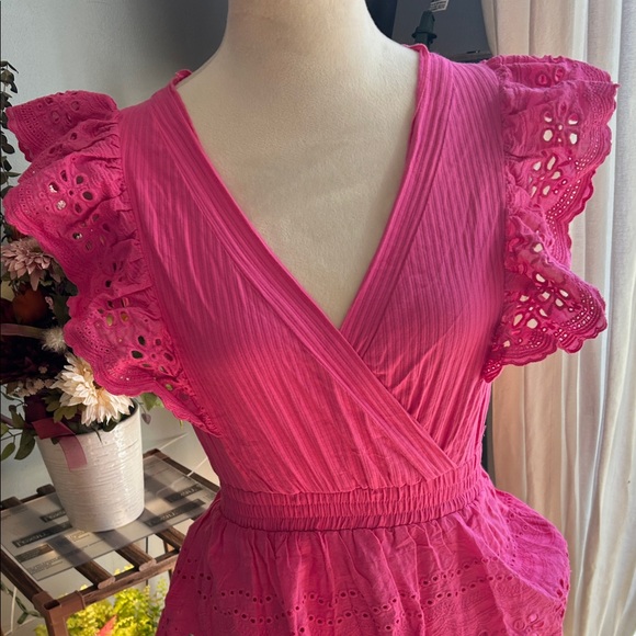 Pink Ruffled Eyelet Dress - Picture 2 of 4